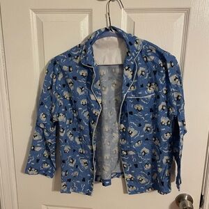 Vintage 90s black and blue Limited Too penguin pajama top